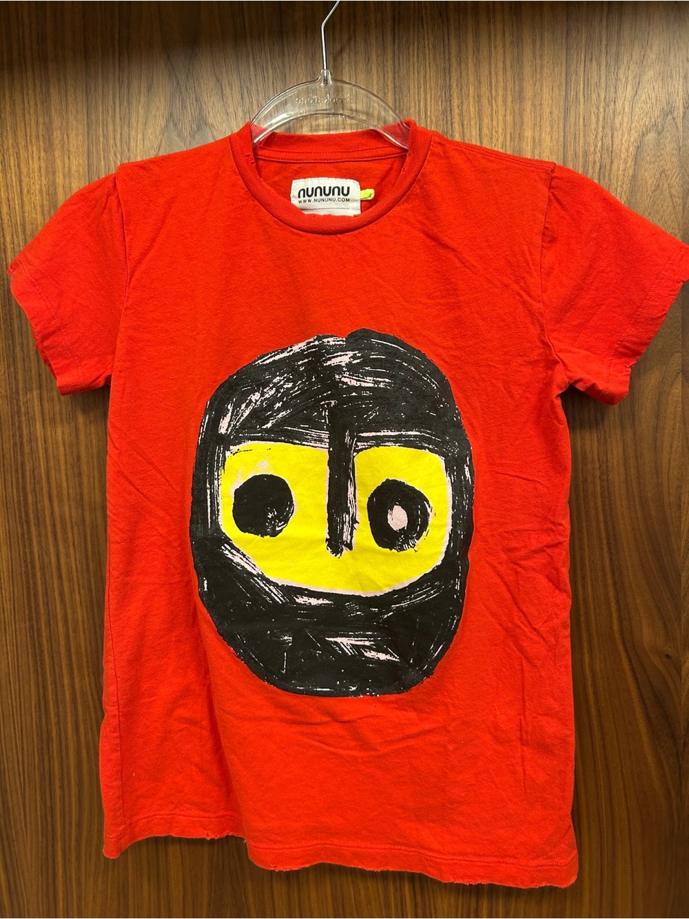 nununu Red Short-Sleeve Tee with Yellow & Black Face Graphic